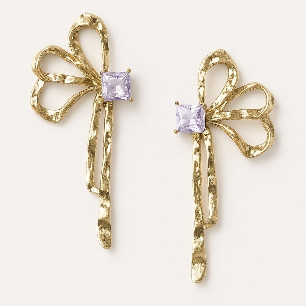Elegant Gold and Purple Butterfly Earrings